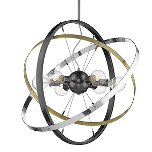 Atom - Chandelier 6 Light Steel in Durable style - 70.38 Inches high by 27.63 Inches wide