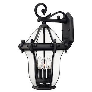 San Clemente - 3 Light Medium Outdoor Wall Lantern in Traditional and Glam Style - 12.25 Inches Wide by 19.75 Inches High - 759146