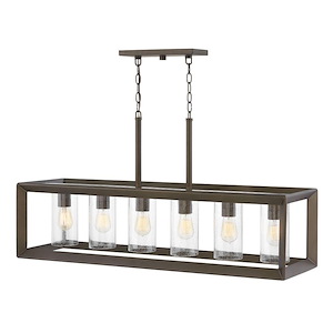 Rhodes - 6 Light Outdoor Linear Hanging Lantern in Craftsman-Industrial Style - 42.25 Inches Wide by 21.25 Inches High - 1024348