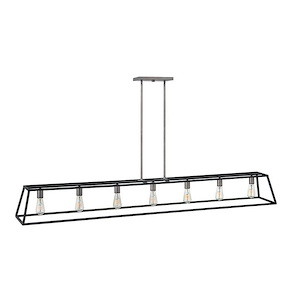 Fulton - 7 Light Open Frame Linear Chandelier in Transitional-Industrial Style - 65 Inches Wide by 9.75 Inches High - 496668