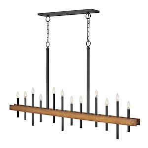 Wells - Twelve Light Linear Chandelier in Transitional-Industrial Style - 60.25 Inches Wide by 35.75 Inches High - 1267337
