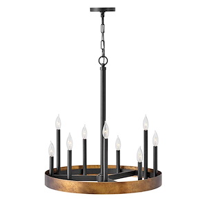 Wells - Nine Light Medium Round Chandelier in Transitional-Industrial Style - 24 Inches Wide by 26 Inches High - 1333665