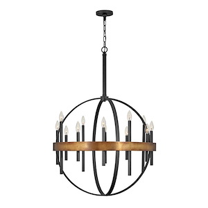 Wells - Twelve Light Large Orb Chandelier in Transitional-Industrial Style - 30 Inches Wide by 43.25 Inches High - 1267323