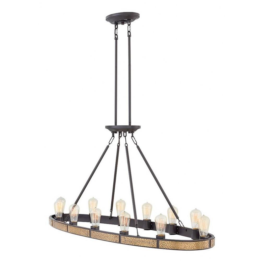 Everett - 12 Light Linear Chandelier in Transitional-Rustic-Industrial Style - 48.25 Inches Wide by 24.5 Inches High