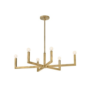 Ezra - 6 Light Linear Chandelier In Transitional and Modern Style-9 Inches Tall and 36 Inches Wide - 1094225