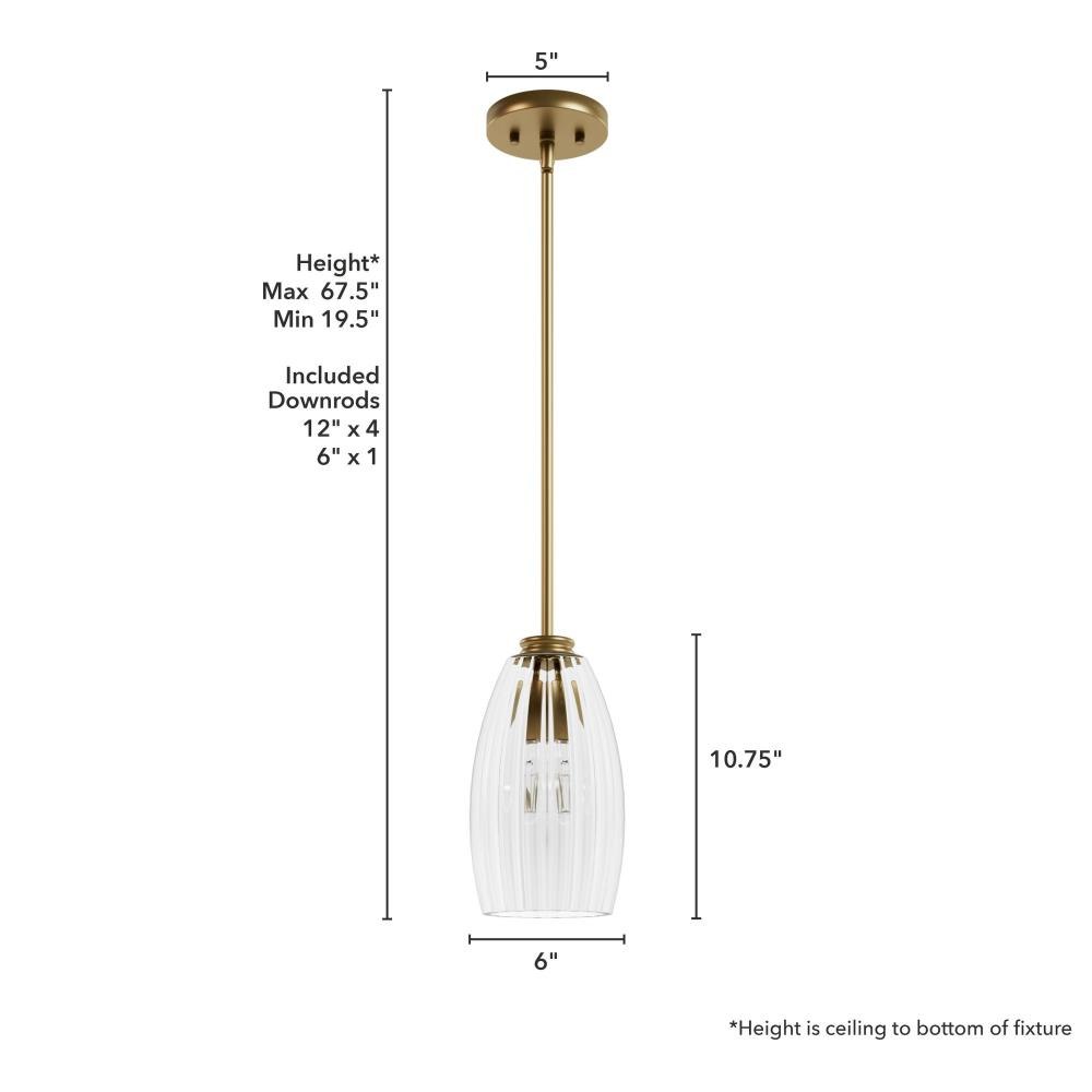 Hunter Fans - 13158 - Rossmoor - 1 Light Pendant In Modern Style-67.5  Inches Tall and 6 Inches Wide