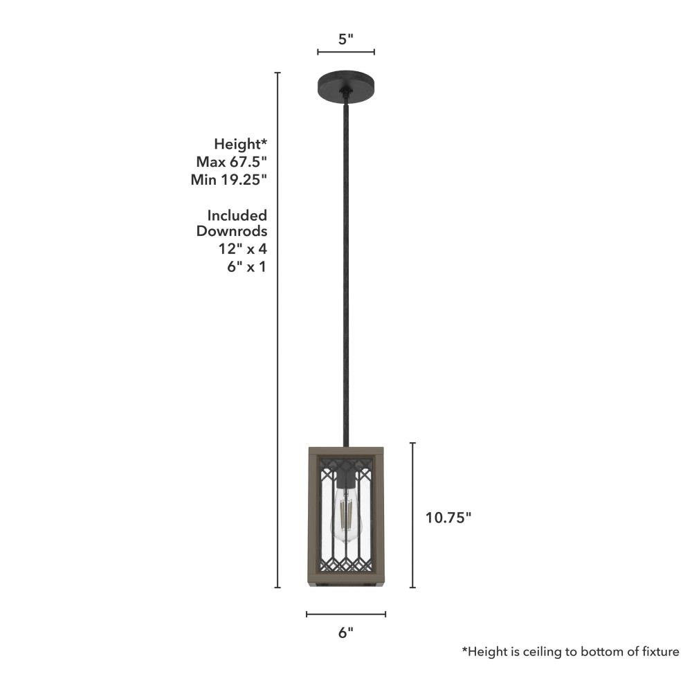 Hunter Fans - 19973 - Chevron - 1 Light Mini Pendant In Casual Style-10.75 Inches  Tall and 6 Inches Wide