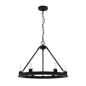Saddlewood 6-Light Chandelier in Industrial Style-24 Inches Wide by 18 Inches High - 1047281