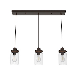 Devon Park 3-Light Cluster Linear Pendant in Casual Style-4.75 Inches Wide by 9 Inches High - 1043869