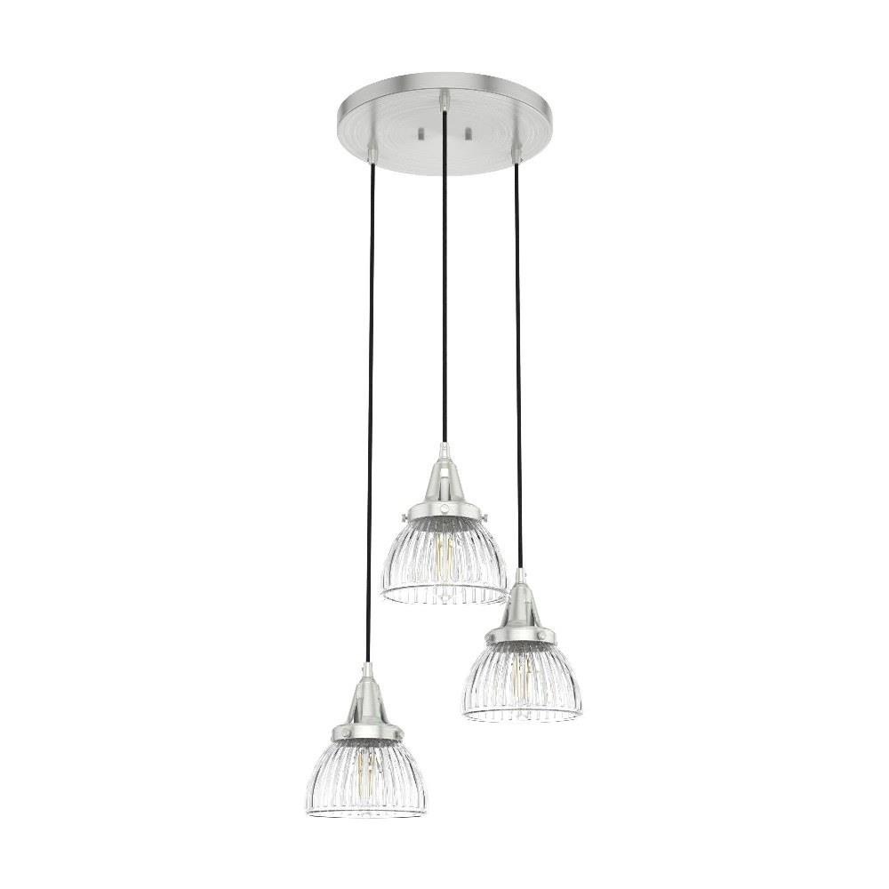 Hunter Cypress Grove 3-Light Onyx Bengal Transitional Clear Glass Tiered LED Mini Hanging
