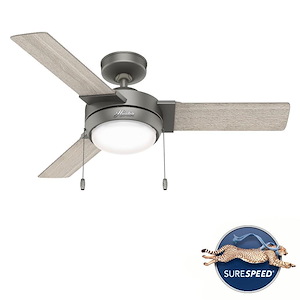 Mesquite-3 Blade Ceiling Fan with Light Kit and Pull Chain in Modern Style-44 Inches Wide by 12.34 Inches High - 1049416
