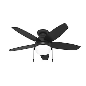 Lilliana - 5 Blade Flush Ceiling Fan with Light Kit In Modern Style-13.43 Inches Tall and 44 Inches Wide - 1293880