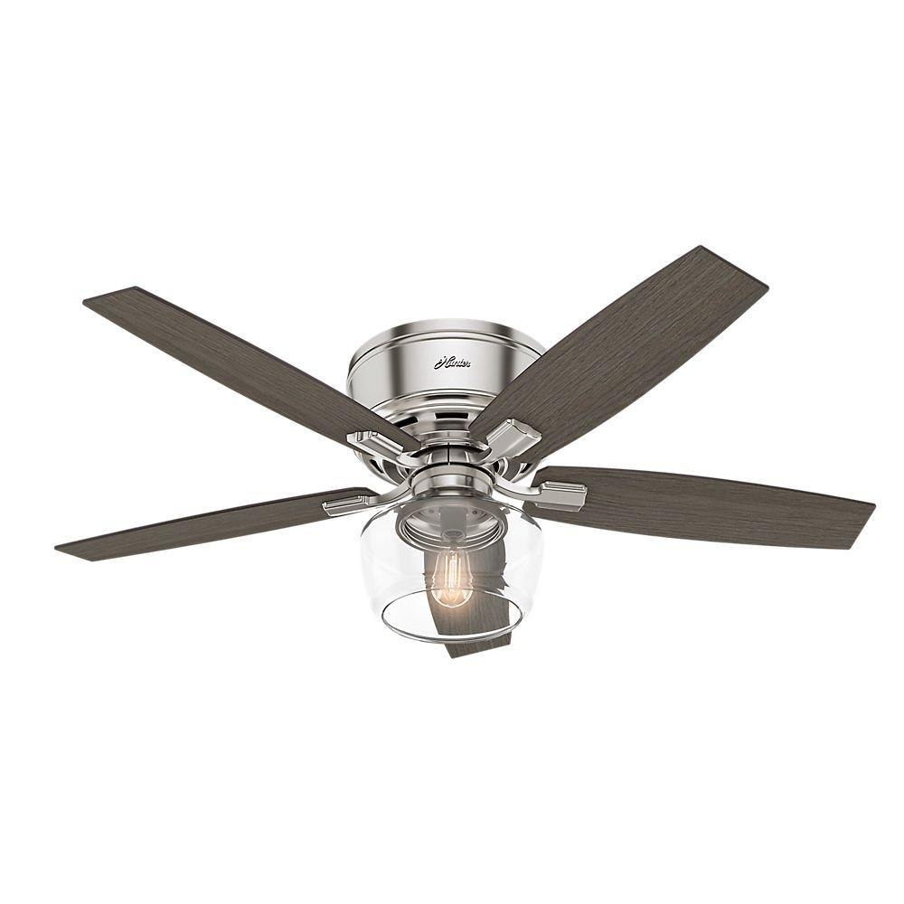 Hunter Fans 53394 Bennett 52 Inch Low Profile Ceiling Fan With Led Light Kit And Handheld Remote