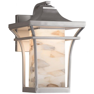 Alabaster Rocks Summit - 16.5 Inch Large Outdoor Wall Sconce with Rectangle Alabaster Resin Shade