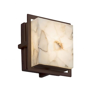 Alabaster Rocks Avalon - 6.5 Inch ADA Outdoor/Indoor Square Wall Sconce with Alabaster Resin Shade