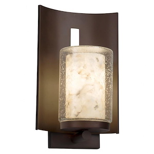 Alabaster Rocks Embark - 12.75 Inch Outdoor Wall Sconce with Cylinder Flat Rim Alabaster Resin Shade
