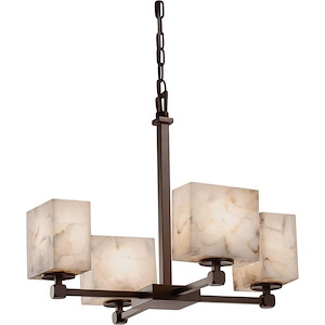 Alabaster Rocks Tetra - 20.25 Inch Chandelier with Rectangle Alabaster Resin Shade