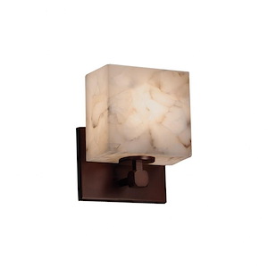 Alabaster Rocks Tetra - 7.5 Inch ADA Wall Sconce with Rectangle Alabaster Resin Shade