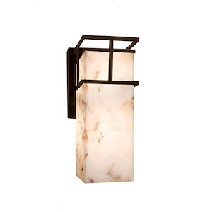 Alabaster Rocks Structure - 14.75 Inch Large Wall Sconce with Alabaster Resin Shade
