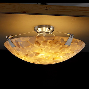 Alabaster Rocks Tapered Clips - 21 Inch Bowl Semi-Flush Mount with Round Bowl Alabaster Resin Shade