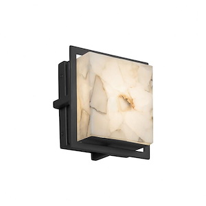 Alabaster Rocks Avalon - 6.5 Inch ADA Outdoor/Indoor Square Wall Sconce with Alabaster Resin Shade - 922414