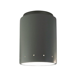 Radiance - 12W 1 LED Cylinder with Perfs Outdoor Flush Mount-8.5 Inches Tall and 6.5 Inches Wide