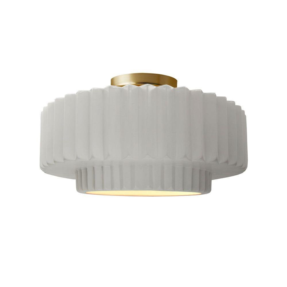 Radiance - 1 Light Medium Tier Pleated Semi-Flush Mount-7.25 Inches Tall and 14.5 Inches Wide