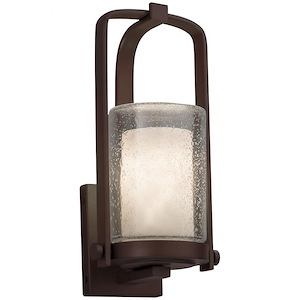 Clouds Atlantic - 12.5 Inch Small Outdoor Wall Sconce with Cylinder Flat Rim Cloud Resin Shades