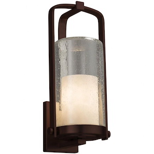 Clouds Atlantic - 16.5 Inch Large Outdoor Wall Sconce with Cylinder Flat Rim Cloud Resin Shades