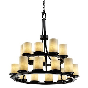 Clouds Dakota - 34 Inch 2-Tier Ring Chandelier with Cylinder Flat Rim Cloud Resin Shades