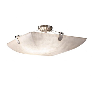 Clouds U-Clips - 27 Inch Bowl Semi-Flush Mount with Square Bowl Cloud Resin Shades