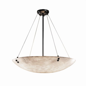 Clouds Finials - 39 Inch Bowl Pendant with Round Bowl Cloud Resin Shades and Square Finials