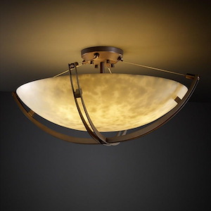 Clouds Crossbar - 28 Inch Bowl Semi-Flush Mount with Round Bowl Cloud Resin Shades