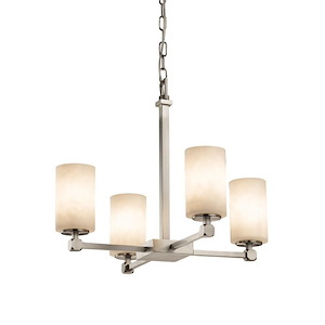 Clouds Tetra - 21 Inch Chandelier with Cylinder Flat Rim Cloud Resin Shades