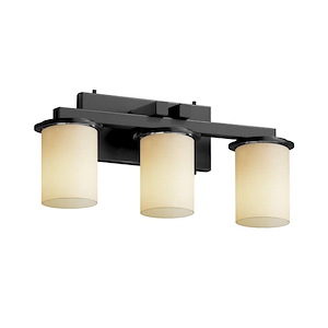 CandleAria Dakota - 3 Light Straight-Bar Bath Bar with Cream Cylinder Flat Rim Faux Candle Shades - 1037218