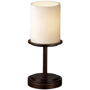 CandleAria Dakota - 1 Light Short Table Lamp with Cream Cylinder Flat Rim Faux Candle Shades