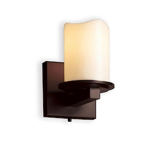 CandleAria Dakota - 1 Light Wall Sconce with Cream Cylinder Melted Rim Faux Candle Shades