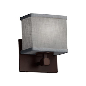 Textile Tetra - 1 Light ADA Wall Sconce with Rectangle Gray Woven Fabric Shade
