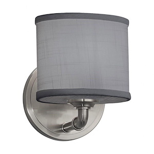 Textile Bronx - 1 Light ADA Wall Sconce with Oval Gray Woven Fabric Shade