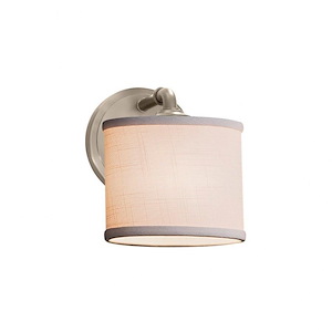 Textile Bronx - 1 Light ADA Wall Sconce with Oval White Woven Fabric Shade