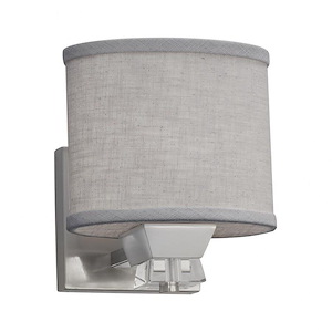 Textile Ardent - 1 Light Wall Sconce with Oval Gray Woven Fabric Shade