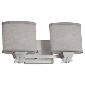 Textile Ardent - 2 Light Bath Bar with Oval Gray Woven Fabric Shade