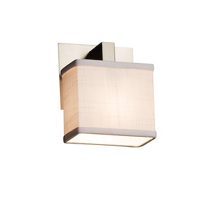 Textile Modular - 1 Light ADA Wall Sconce with Rectangle White Woven Fabric Shade