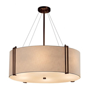 Textile Reveal - 8 Light 48 Inch Drum Pendant with Drum Cream Woven Fabric Shade