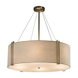 Textile Reveal - 8 Light 48 Inch Drum Pendant with Drum Gray Woven Fabric Shade