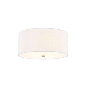 Textile - 3 Light Classic Drum Flush Mount-6.75 Inches Tall and 14 Inches Wide