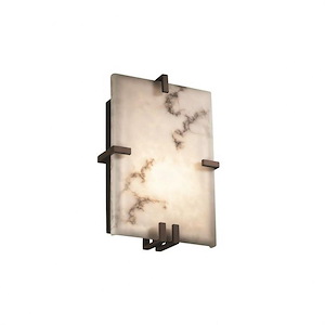 LumenAria Clips - 12.5 Inch 26W 2 LED ADA Rectangle Wall Sconce with Faux Alabaster Shade