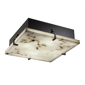 LumenAria Clips - 16.5 Inch 39W 3 LED Square Wall/Flush Mount with Faux Alabaster Shade