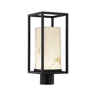 LumenAria Laguna - 7 Inch 9W 1 LED Outdoor Post Mount with Rectangle Faux Alabaster Shade