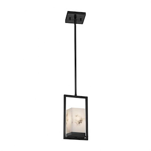 LumenAria Laguna - 11 Inch 8W 1 LED Outdoor Pendant with Rectangle Faux Alabaster Shade